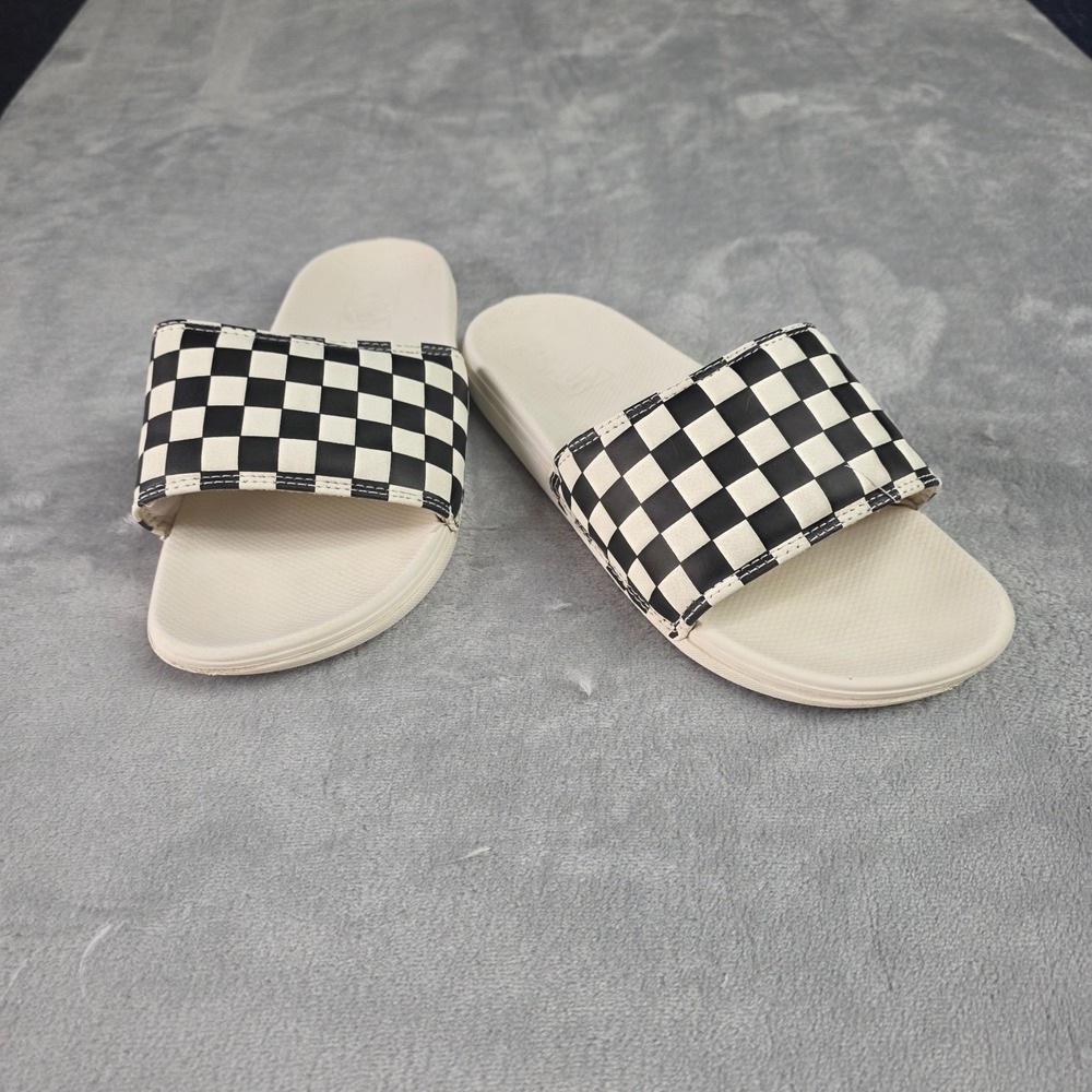 Vans Sandals Women's Size 7 Range Slide On Checkerboard Shoe Black White